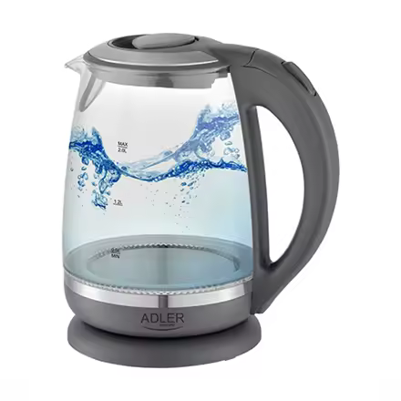 aldrer | Hervidor de agua | 1286 d.C. | Estándar | 2200 vatios | 2 litros | Plástico/vidrio | Base giratoria 360° ° | Gris/transparente - 1