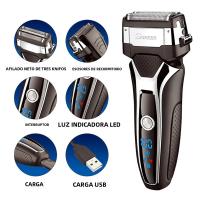 Afeitadora Eléctrica Recargable Para Hombres Sistema De 3 Hojas Afeitado Seco Y Húmedo Cepillo De Barba Y Bigote Carga Rápida Indicación De Carga - details 0