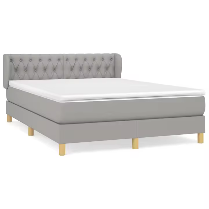 vidaXL Cama box spring con colchón tela gris claro 140x200 cm - 1