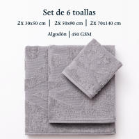 Set 6 de toallas de baño calavera (2x tocador 30x50cm + 2x manos 50x90cm + 2x baño 70x140cm) 100%algodón varios colores Scalpers Home - details 28