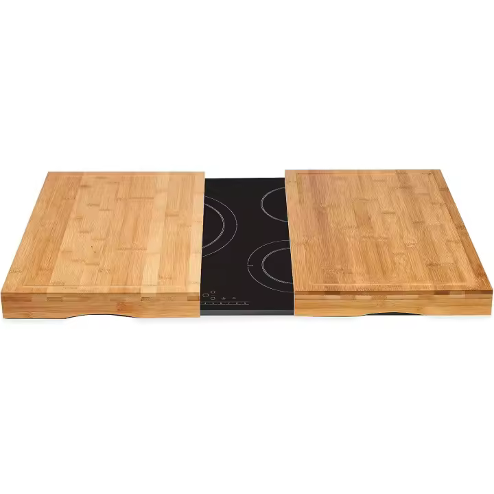STARLEY-Juego De 2 Tablas De Cortar Con Función Cubre Vitrocerámica, 56x54x4cm,Material Bambú - 1