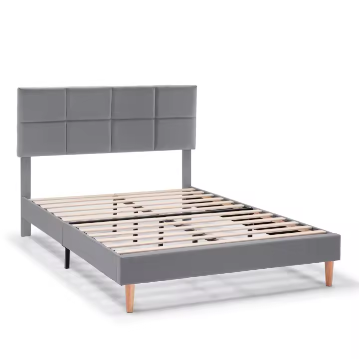VS Venta-Stock Estructura de cama tapizada Silvi de 30 cm Gris Oscuro - 1