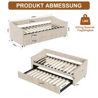 Sofá Cama Extensible 90 x 200 cm en Terciopelo Color Crema, Cama Nido 2 en 1 con Cama Auxiliar Extraíble, Estructura Metálica, Bolsillos Laterales y Diseño Acolchado - details 0