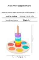 Juguete De Madera Para Educación Temprana Anillo Arcoíris Conciencia De Colores Entrenamiento De Coordinación Mano-ojo Y Clasificación De Columnas - details 11