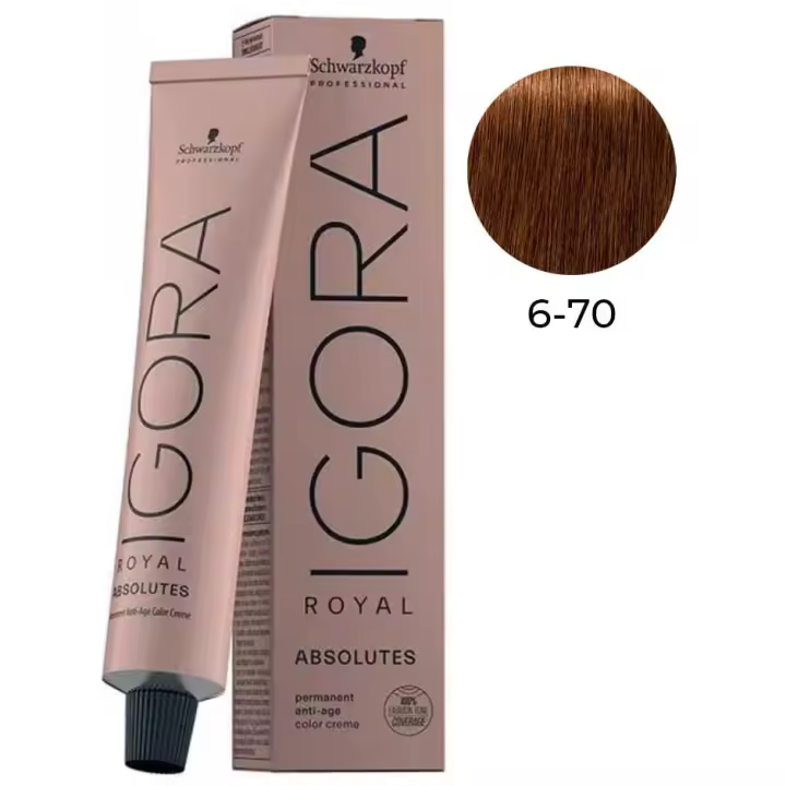 Tinte Igora Royal Absolut / Schwarzkopf - 6.70 Rubio Oscuro Cobre Natural - 1