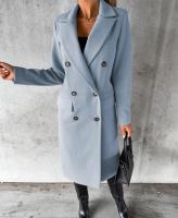 Nueva Chaqueta De Moda Para Mujer 2025 Otoño Invierno Cuello En V Largo Con Bolsillos Doble Botón Estilo Casual Largo (26+ Pulgadas) - details 28
