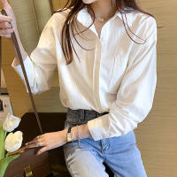 Blusa Blanca Para Mujer Xpqbb 2024 Manga Larga Cuello En V Casual Suéter De Solapa Blanca Abrigo De Verano De Primavera Otoño - details 4
