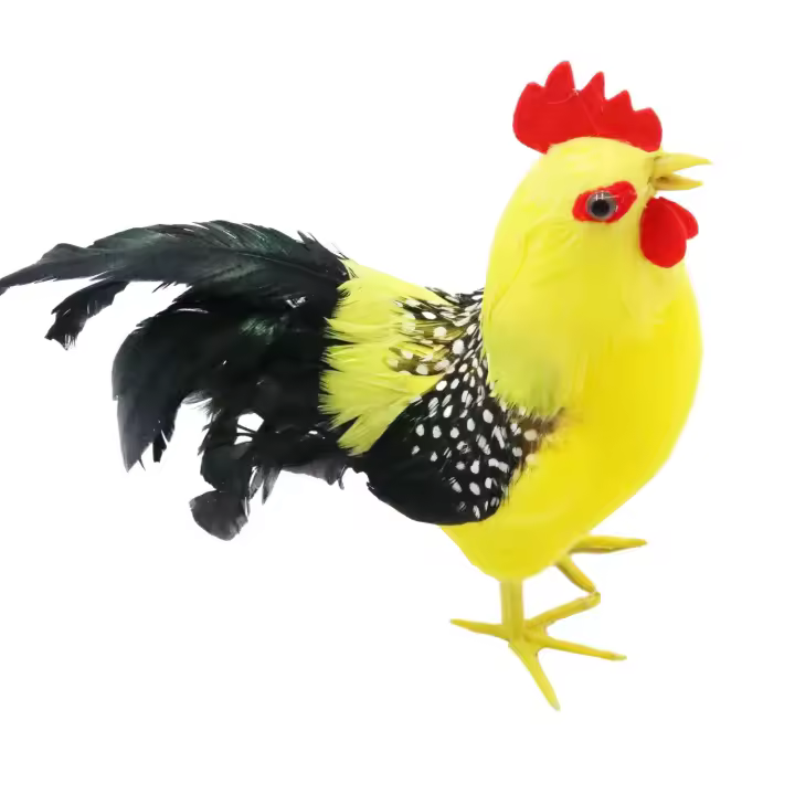 Estatua De Gallo Simulada Con Plumas Animal Ornamento Creativo Y Divertido Para Escritorio Jardín Patio Jardín Arte Ornamentos - 1