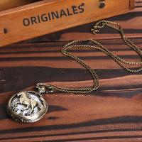 Reloj De Bolsillo Cuarzo Vintage Bronce Con Diseño De Caballo Hueco Para Hombres Y Mujeres Regalo De Moda Con Collar Relojes Exquisitos - details 3