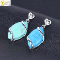 Colgante Clásico En Forma De Ojo De Caballo CSJA Con Piedras Naturales Pendiente De Plata Para Collares Unisex Joyería Moda - details 17