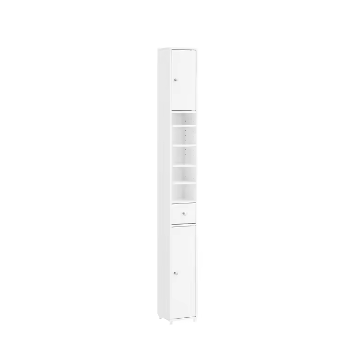 SoBuy BZR34-W Mueble Columna de Baño con 2 Puertas y 1 Cajón Blanco 20 x 20 x 180 cm BZR34-W ES - 1