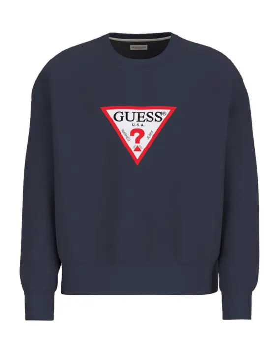 Sudadera Guess Trangle azul marino sin capucha para hombre - 1
