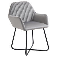 HOMCOM Butaca de Salón Sillón de Salón Tapizado en Terciopelo con Asiento Acolchado Base Metálica Cruzada Sillón Lectura para Sala de Estar Dormitorio Gris - details 0
