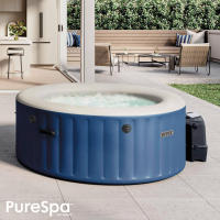 INTEX - Spa hinchable circular Blue One, Ø180x66 cm, 2-4 personas, 100 burbujas, 20º-40º, 677 litros, lona hinchable, cobertor aislamiento, unidad de control, 2 filtros cartucho S1, manguera inflado, dispensador cloro flotante - details 1