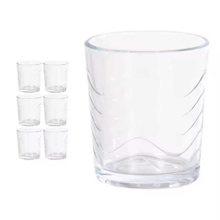 XOCOTŌ® Juego 6/12 vasos de Agua / Refresco 'Ondas' Vasos de cristal de Alta Calidad, para Agua y bebidas, 260ml Transparentes, de Cristal - 1