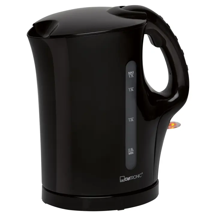 Clatronic WK 3445 Hervidor Agua Eléctrico, 1,7 L, Resistencia Acero Inox, Inalámbrico, Apagado Automático, Base 360º, Negro, 2200W - 1