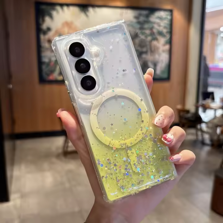 Funda De Teléfono Transparente Con Estrellas Y Brillo Magnética Para Samsung Galaxy Z Fold 8 Ultra Fold 8 7 6 5 Compatible Con Magsafe Para Carga Inalámbrica - 1