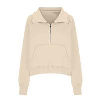 Nueva Sudadera De Mujer Con Capucha Cuello Erguido Otoño Invierno Color Sólido Fleece Manga Larga Bolsillos Cierre Media Pullover Suave - details 40