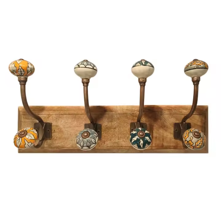 Signes Grimalt ORIGEN Home Decor Percha 4 Pomos Percheros Marrón 20x45x12cm 32607 - 1