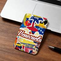 Porta Tarjetas De Identificación Y Crédito Con Ventana Transparente Para Mujer Venezuela Marca Moda Arte Patrón Protector Con Correa Negra Para Regalo Oficina Escuela - details 7
