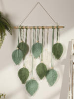 Tapiz Boho Hoja Macramé Tejido En Hilo Decoración De Pared Para Hogar Y Dormitorio Con Cordones De Madera Aesthetic Regalo - details 16