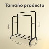 RELAXTY Burro Ropa Resistente – Perchero Burro Doble con Soporte, 146x110x54cm, Metálico, Organizador con Zapatero - details 3