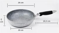 Wok De Cerámica No Adherente Duradera Para Sartén De Freír Con Inducción Y Gas Estilo De Cocina Eco-amigable 28cm Herramienta De Cocina Para Carne - details 7
