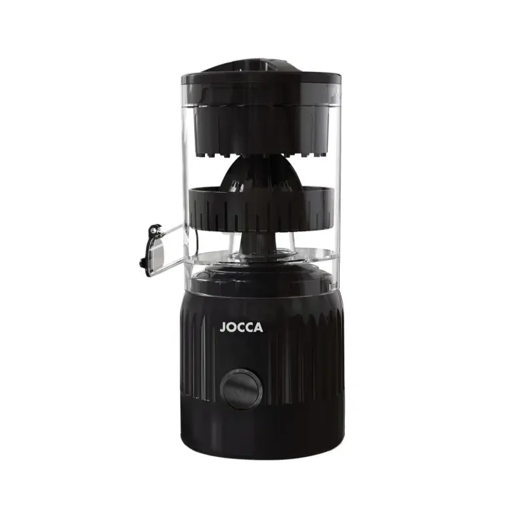 Exprimidor automático Jocca Elegance recargable. Exprime sin esfuerzo, sin residuos ni sabor residual. Preserva la fibra. Diseño compacto en color negro, fácil de guardar. Batería 2x1300mAh. Ideal para jugos frescos al instante. - 1
