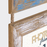 Marco de Madera Multifoto Vintage Marrón con Matiz Blanco y Azul - 3 Fotos 10x15 Horizontal - Original Idea de Regalo para Hogar y Oficina - details 3