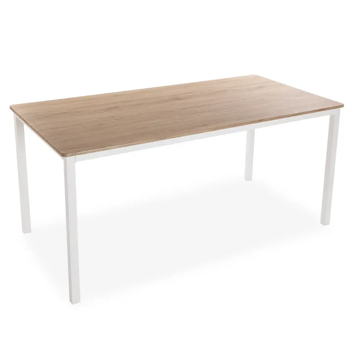 Versa Amaia Mesa de comedor para Cocina, Terraza, Jardín o Comedor, , Medidas (Al x L x An) 79 x 80 x 160 cm, Madera y Metal, Color Blanco - 1