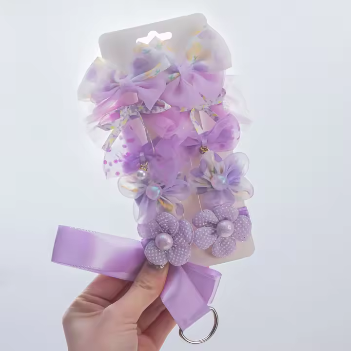 Set De 11 Clips De Cabello Con Encaje Y Plumas Para Bebés Niñas Con Borlas Alas Plateadas Y Barretas De Flor De Perla Almacenamiento De Cinturón Uso Diario Para Niñas - 1