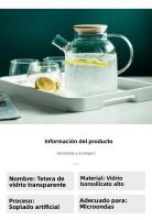 Tetera De Vidrio Resistente Al Calor 1.8/1L Transparente Con Cubierta De Madera Y Filtro Removible VIE LENTE Herramienta Para El Hogar - details 1