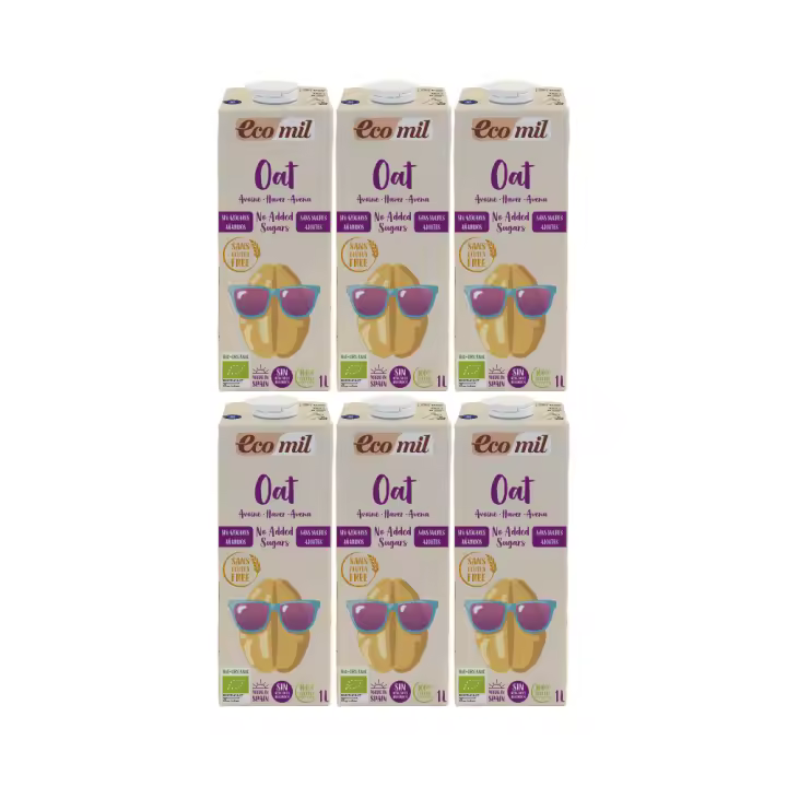 Pack 6x Bebida de Avena Ecológica Sin Gluten 1L Ecomil - 1