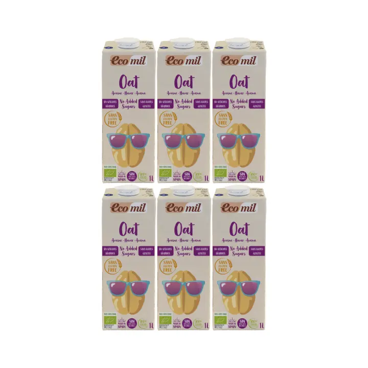 Pack 6x Bebida de Avena Ecológica Sin Gluten 1L Ecomil - 1