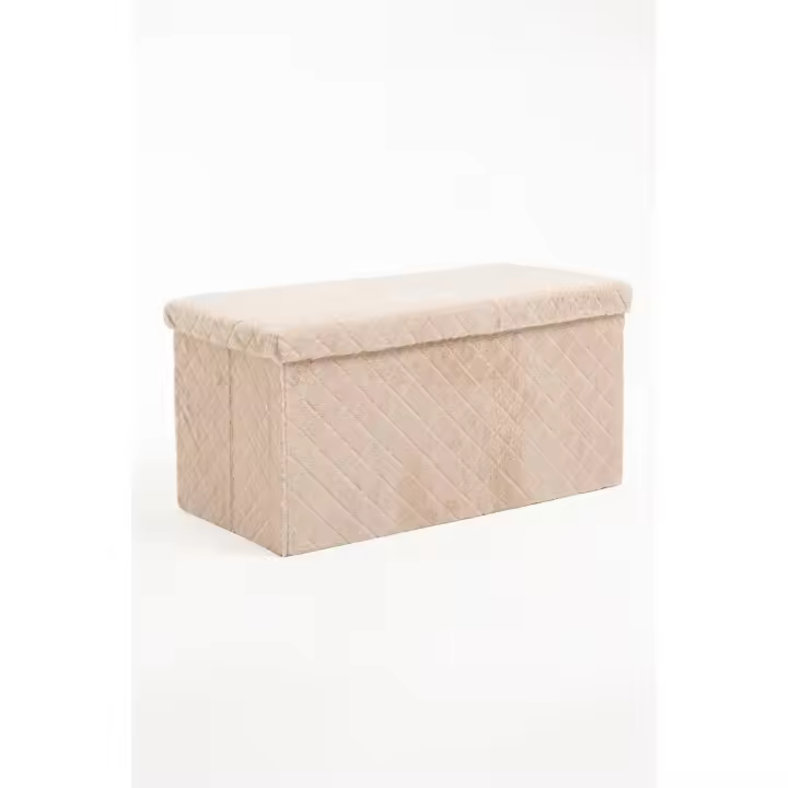 Regalos Miguel - Pufs y reposapiés - Puff Almacenaje Dico 76 cm Terciopelo - Beige - 1