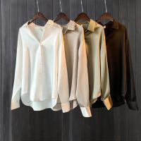 Camisa De Satén Para Mujer Primavera Verano Protección Solar Casual Suelta Versátil Con Cuello Redondo Manga Larga Suave Y Delgada - details 2