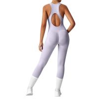 Conjunto De Yoga Para Mujer Moda Color Sólido Cuello Redondo Ajustado Fitness Ropa Deportiva Overoles De Gimnasio Sexy Ropa De Yoga - details 3