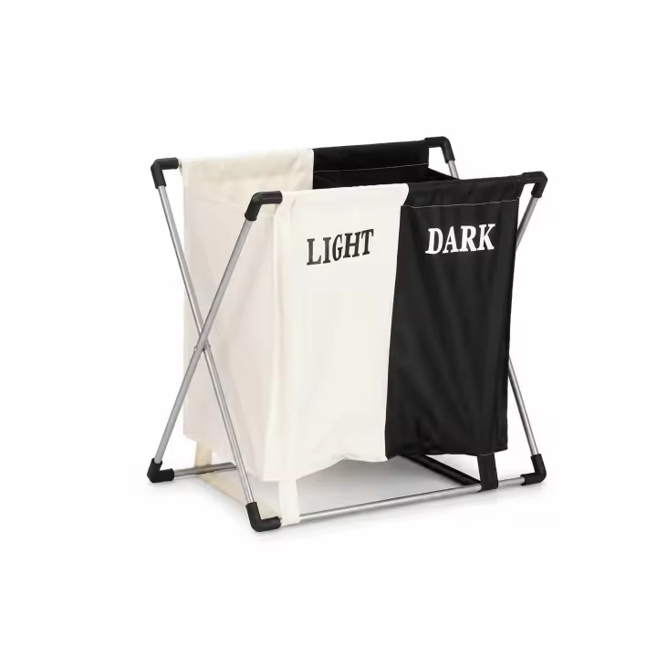 Cesto doble para ropa sucia, organizador de lavandería con doble compartimento, cesta plegable para clasificar ropa en el hogar - 1