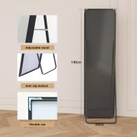 Espejo de cuerpo entero rectangular 140x40cm, marco de aluminio negro, vidrio templado, espejo de pie o pared para dormitorio y salón - details 1