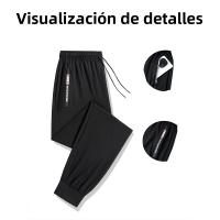 Pantalones De Verano De Seda Con Bolsillo Cierre De Cremallera Ligeros Y Secado Rápido Para Hombre Moda Casual De Terciopelo - details 3