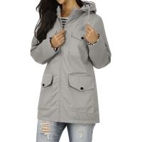 Chaqueta De Lluvia Para Mujer En Color Sólido Casual Impermeable Con Capucha Abrigo De Montañismo a Prueba De Viento De Polyester Y Spandex Cierre De Cremallera Estilo Regular Longitud Larga - details 8