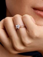 Pandora - Anillo de Corazón de Doble Banda-Baño de Oro Rosa de 14 K - details 0