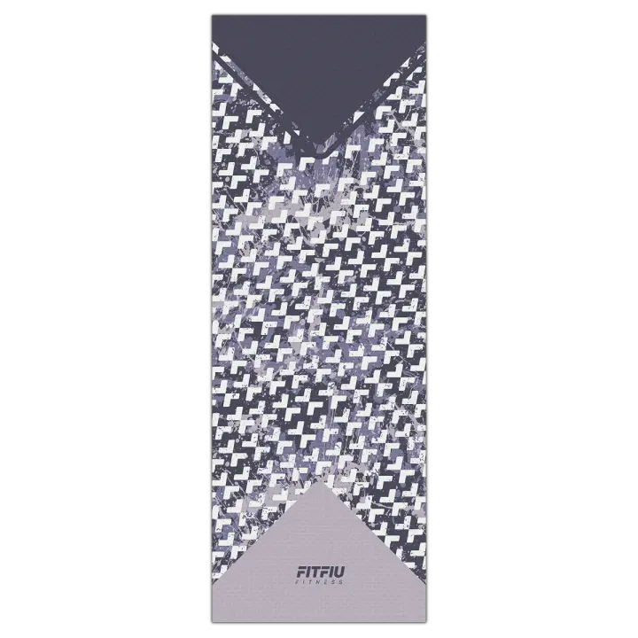 FITFIU Fitness MAT-G50 - Esterilla Yoga Antideslizante Color Lila para Pilates, Alfombrilla Deporte, con Diseño Geométrico Gimnasia Fitness 173x61x0,5cm - 1