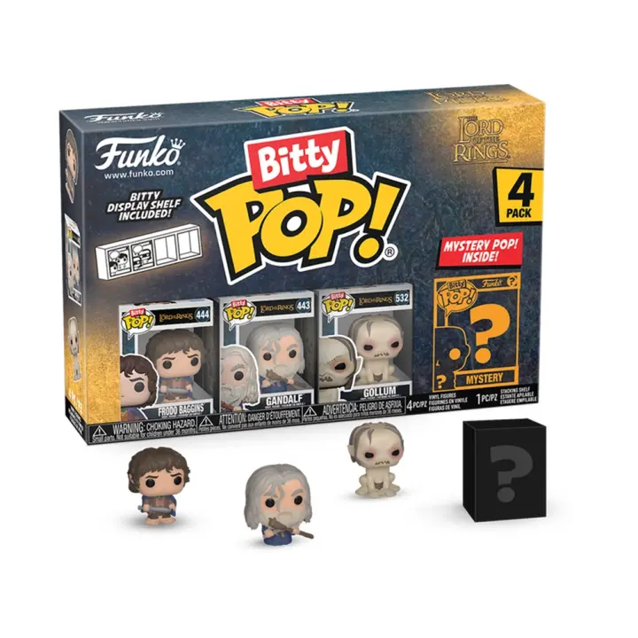 FUNKO BITTY POP! EL SEÑOR DE LOS ANILLOS - FRODO, GANDALF, GOLLUM Y ¿?, 75456, FIGURA DE 2 CM, COLECCIONABLE DE VINILO, ENVÍO URGENTE 24-48 HORAS, TIENDA CON LICENCIA OFICIAL, PELÍCULA, PETER JACKSON, ROL, TOLKIEN, JUGUETES, MUÑECOS, CABEZONES - 1