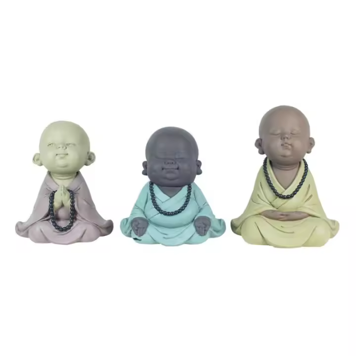 SIGNES GRIMALT Signes Grimalt Figuras de Buda Meditando Set de 3 Unidades Colección Oriental Decoración Resina Duradera - 1