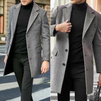Chaqueta De Lana Para Hombre Estilo Británico Casual Otoño Invierno Manga Larga Con Lining Cierre Tradicional Solapa Plegable - details 2