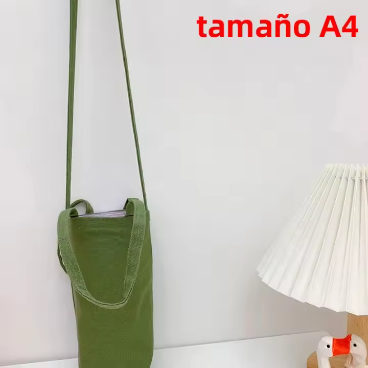 Bolsa Cruzada Para Botella De Agua Protección De Taza De Color Sólido Simple Bolsa Portátil De Lona Con Correa Para Botellas - 1
