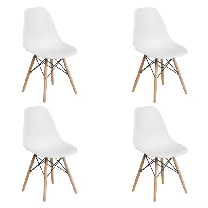 DASCK Pack 4 Sillas Nórdicas | Madera Haya | Polipropileno Ergonómico | 120 kg | Comedor Cocina Salón - 1