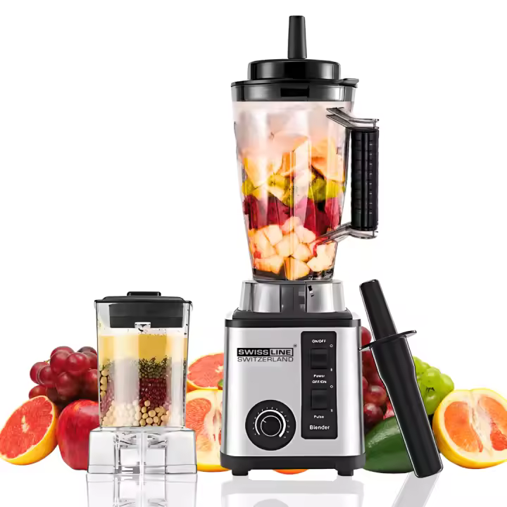 LICUADORA - BATIDORA - MEZCLADORA DE ALIMENTOS - MARCA SWISSLINE - 2.0L - 2 EN 1 - MOLINILLO - CUCHILLAS ACERO INOXIDABLE - FACIL LIMPIEZA - 1