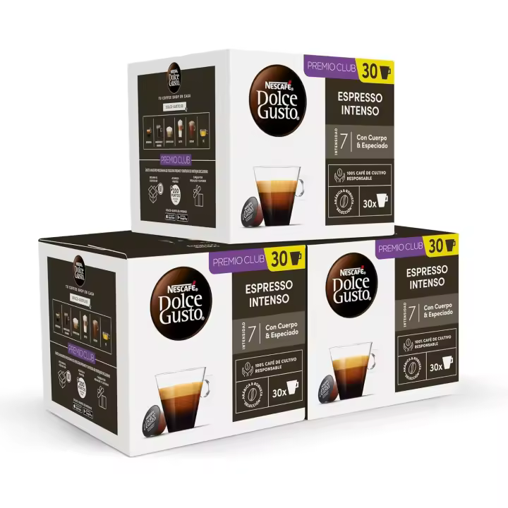 90cap - Café NESCAFÉ DOLCE GUSTO Espresso Intenso 30 cápsulas - Pack de 3ud - 90 cápsulas en total - 1